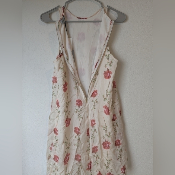 Black Iris Red Rose 100% Silk Sleeveless Mini Slip Dress Evening Romantic Date - Picture 7 of 12